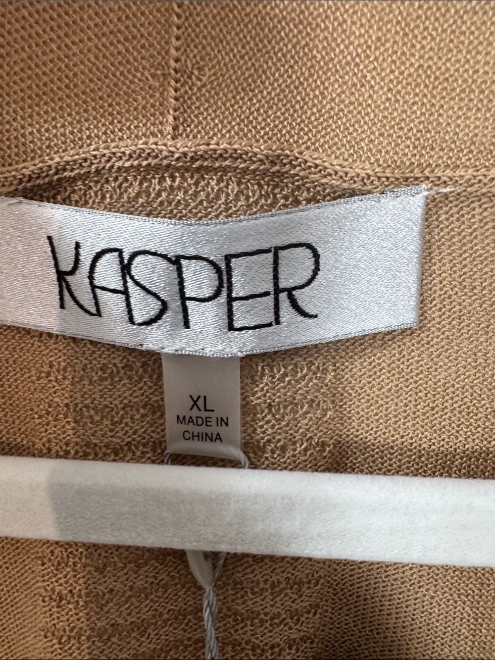 Kasper Women's Open-Front Cardigan in Camel Brown w/ Sheer Detail- Sizes M & XL - Picture 3 of 12